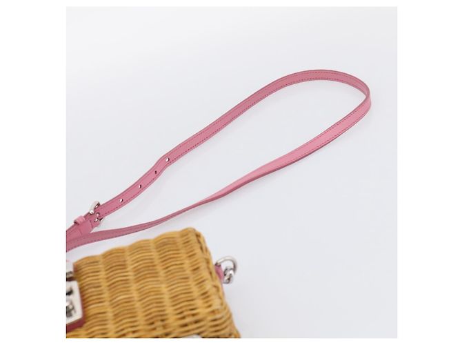 Miu Miu Straw Bag Shoulder Bag Raffia Brown Silver Auth ka6963V - Jerrillo - vista 14
