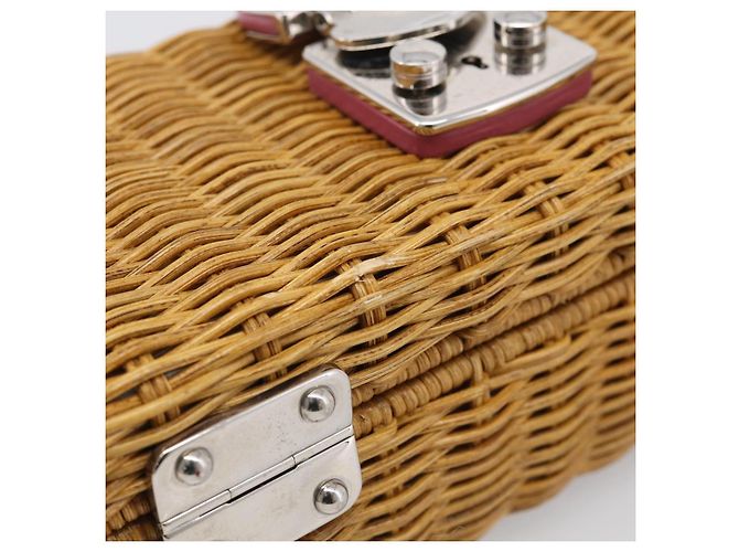 Miu Miu Straw Bag Shoulder Bag Raffia Brown Silver Auth ka6963V - Jerrillo - vista 16