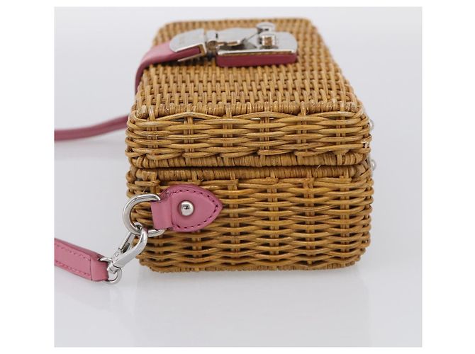 Miu Miu Straw Bag Shoulder Bag Raffia Brown Silver Auth ka6963V - Jerrillo - vista 3