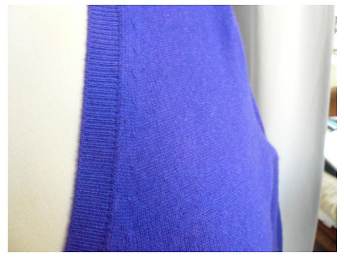 Eric Bompard Pull Col V en Cachemire Bleu - vue 2