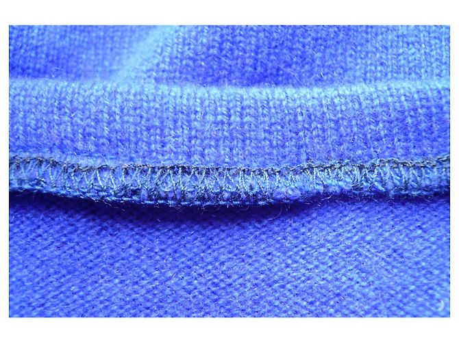 Eric Bompard Pull Col V en Cachemire Bleu - vue 8