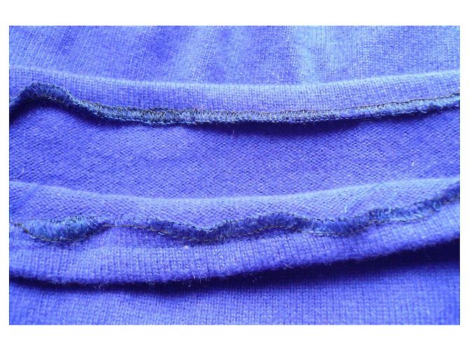 Eric Bompard Pull Col V en Cachemire Bleu - vue 9