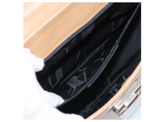 Salvatore Ferragamo Shoulder Bag Leather Beige Silver Auth ka6906 - Jerrillo - vista 11