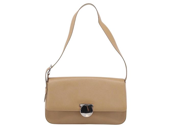 Salvatore Ferragamo Shoulder Bag Leather Beige Silver Auth ka6906 - Jerrillo - vista 13