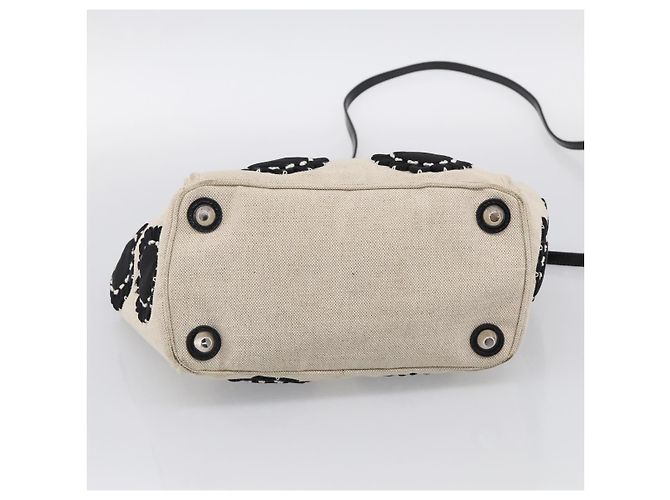 Sac à main PRADA Canvas Denim 2way Beige Silver Auth 211465A - Jerrillo - vue 11
