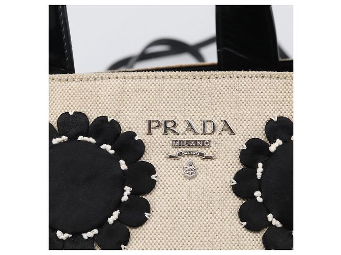 Sac à main PRADA Canvas Denim 2way Beige Silver Auth 211465A - Jerrillo - vue 16