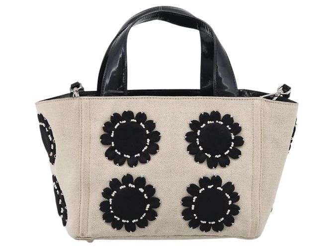 Sac à main PRADA Canvas Denim 2way Beige Silver Auth 211465A - Jerrillo - vue 3