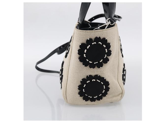 Sac à main PRADA Canvas Denim 2way Beige Silver Auth 211465A - Jerrillo - vue 4