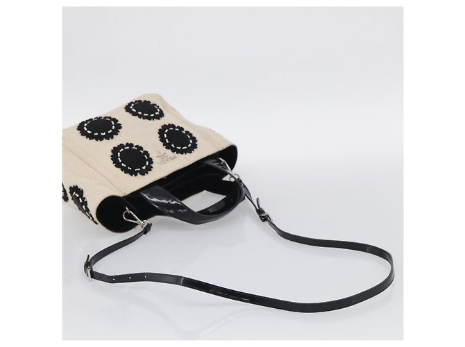 Sac à main PRADA Canvas Denim 2way Beige Silver Auth 211465A - Jerrillo - vue 9