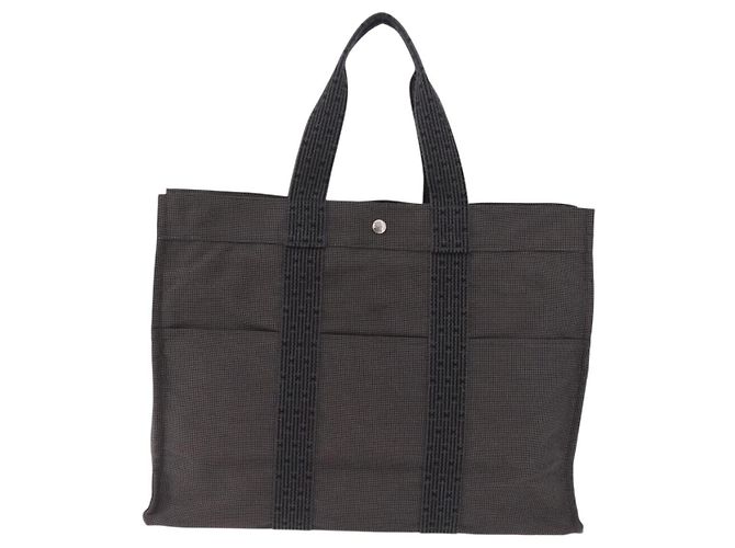 Hermès HERMES Her Line GM Hand Bag Canvas Gray Silver Auth 213342A - Jerrillo - vue 13
