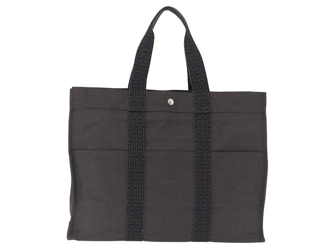 Hermès HERMES Her Line GM Hand Bag Canvas Gray Silver Auth 213342A - Jerrillo - vue 2
