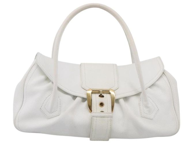 Céline CELINE Hand Bag Leather White Gold Tone Auth ep16986A - Jerrillo - vista 13