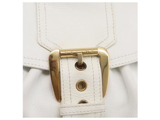 Céline CELINE Hand Bag Leather White Gold Tone Auth ep16986A - Jerrillo - vista 19