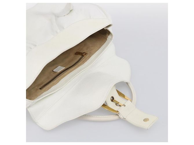 Céline CELINE Hand Bag Leather White Gold Tone Auth ep16986A - Jerrillo - vista 20