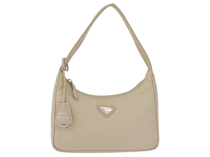 Bolsa de mão PRADA Nylon Bege Prata Auth 210498V - Jerrillo - vista 13