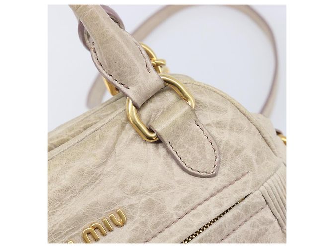 Miu Miu Hand Bag Leather 2way Beige Gold Auth am12892A - Jerrillo - vista 18