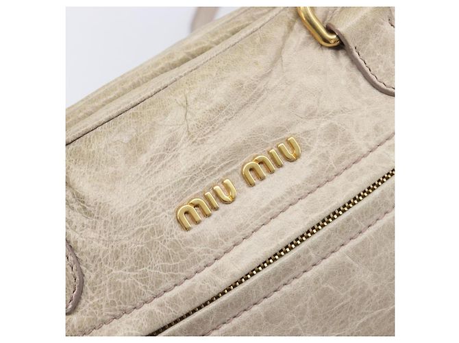Miu Miu Hand Bag Leather 2way Beige Gold Auth am12892A - Jerrillo - vista 19