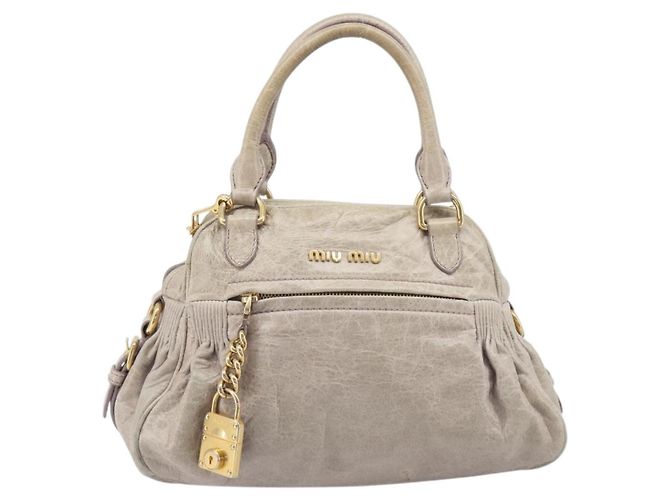 Miu Miu Hand Bag Leather 2way Beige Gold Auth am12892A - Jerrillo - vista 2
