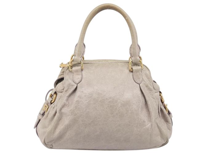 Miu Miu Hand Bag Leather 2way Beige Gold Auth am12892A - Jerrillo - vista 3