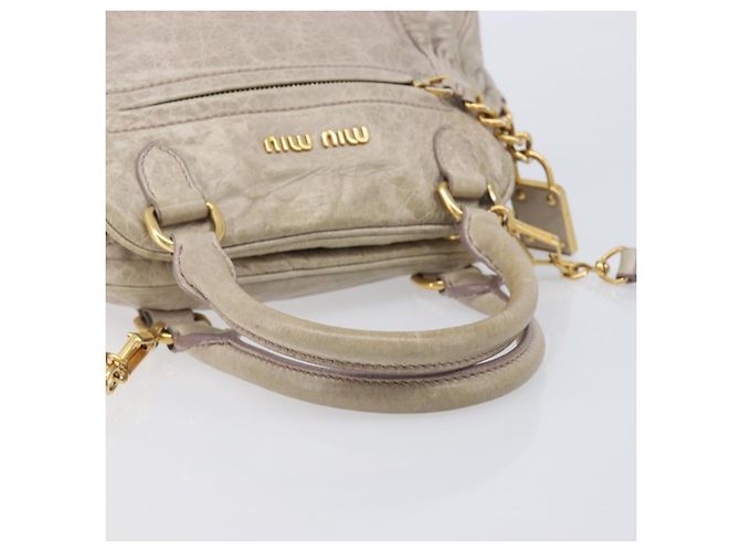 Miu Miu Hand Bag Leather 2way Beige Gold Auth am12892A - Jerrillo - vista 7