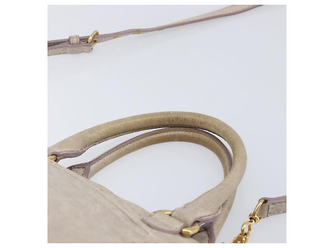 Miu Miu Hand Bag Leather 2way Beige Gold Auth am12892A - Jerrillo - vista 8