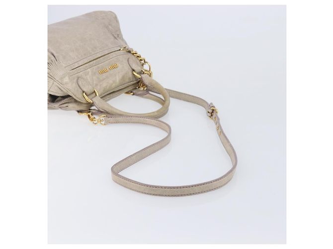 Miu Miu Hand Bag Leather 2way Beige Gold Auth am12892A - Jerrillo - vista 9