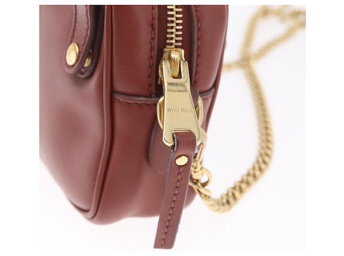 Miu Miu Sac à épaule à chaîne en cuir marron doré Auth 210262A - Jerrillo - vue 10