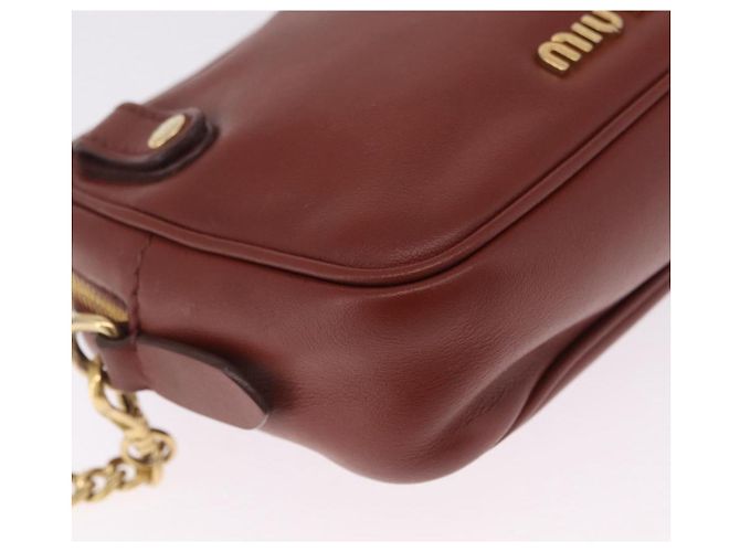 Miu Miu Sac à épaule à chaîne en cuir marron doré Auth 210262A - Jerrillo - vue 15