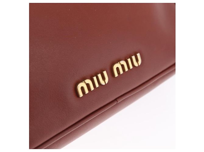 Miu Miu Sac à épaule à chaîne en cuir marron doré Auth 210262A - Jerrillo - vue 17