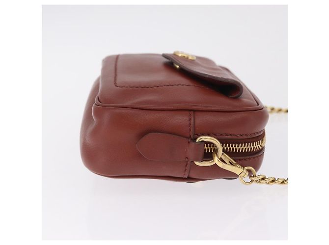 Miu Miu Sac à épaule à chaîne en cuir marron doré Auth 210262A - Jerrillo - vue 3