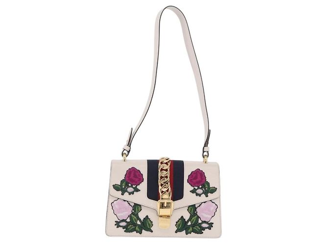 GUCCI Silvi Shoulder Bag Leather White Gold Tone 421882 Auth bs37879A - Jerrillo - vista 13
