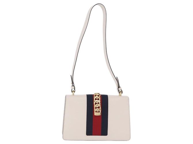 GUCCI Silvi Shoulder Bag Leather White Gold Tone 421882 Auth bs37879A - Jerrillo - vista 2