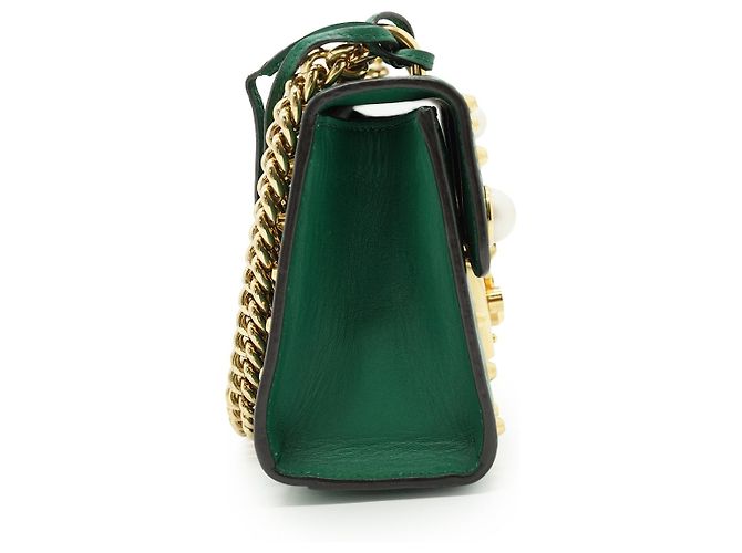 Padlock Gucci Pequena mala de ombro de corrente com pérolas artificiais, fecho de cadeado e tachas - vista 4