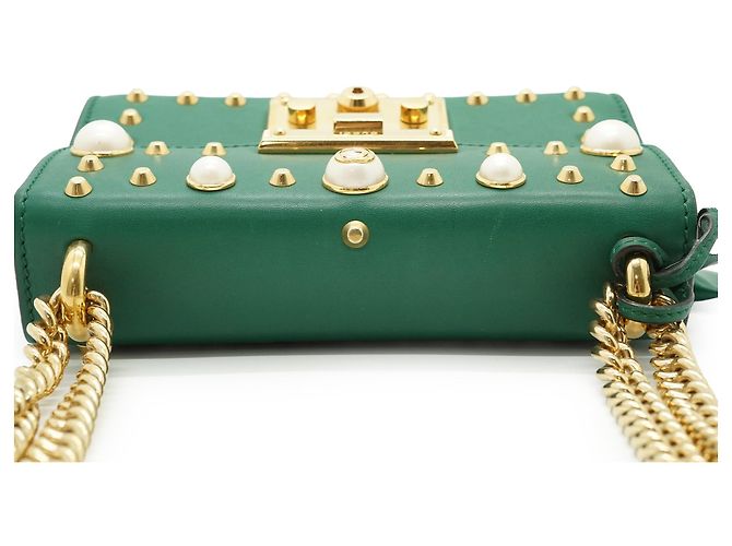 Padlock Gucci Pequena mala de ombro de corrente com pérolas artificiais, fecho de cadeado e tachas - vista 8