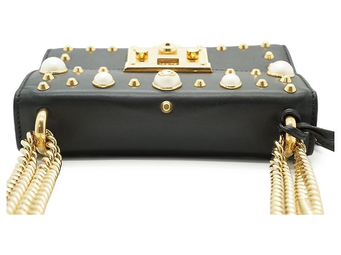 Padlock Gucci Picca borsa a tracolla con catena, decorata con perle sintetiche, borchie e lucchetto - vista 8