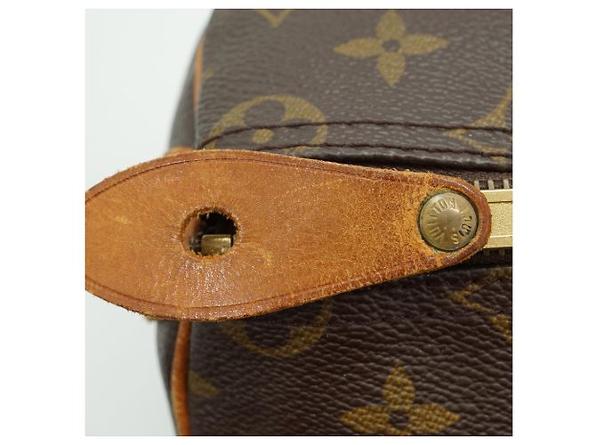 Louis Vuitton Monogram Speedy 35 in tela marrone e pelle - vista 12