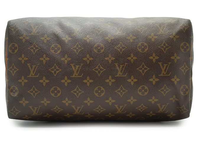 Louis Vuitton Monogram Speedy 35 in tela marrone e pelle - vista 5
