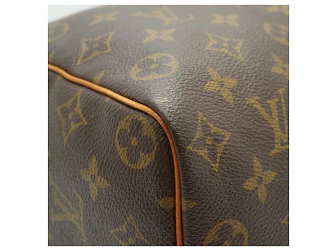 Louis Vuitton Monogram Speedy 35 in tela marrone e pelle - vista 6