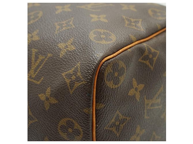 Louis Vuitton Monogram Speedy 35 in tela marrone e pelle - vista 7