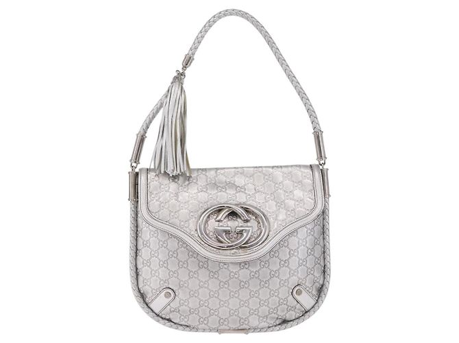 GUCCI GG Canvas Guccissima Britt Shoulder Bag Leather Silver 167732 Auth 210889V - Jerrillo - vista 13