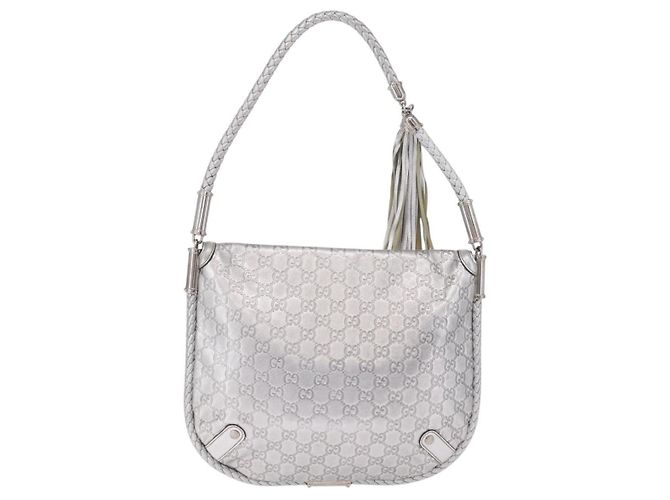 GUCCI GG Canvas Guccissima Britt Shoulder Bag Leather Silver 167732 Auth 210889V - Jerrillo - vista 2