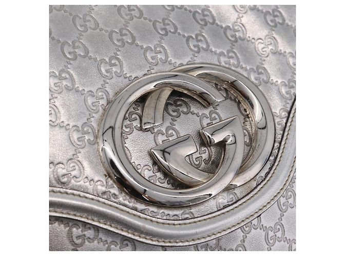 GUCCI GG Canvas Guccissima Britt Shoulder Bag Leather Silver 167732 Auth 210889V - Jerrillo - vista 20