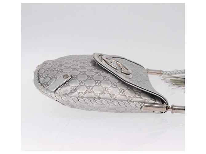 GUCCI GG Canvas Guccissima Britt Shoulder Bag Leather Silver 167732 Auth 210889V - Jerrillo - vista 3
