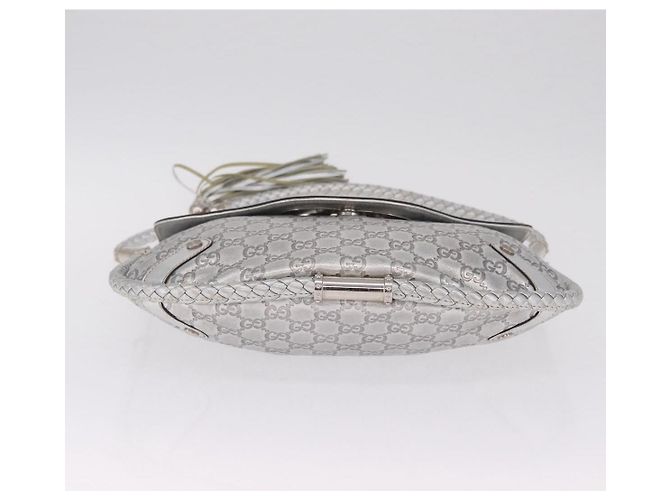 GUCCI GG Canvas Guccissima Britt Shoulder Bag Leather Silver 167732 Auth 210889V - Jerrillo - vista 5