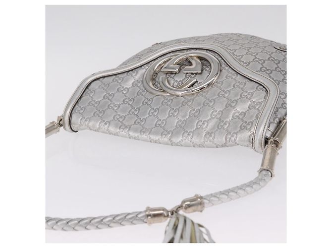 GUCCI GG Canvas Guccissima Britt Shoulder Bag Leather Silver 167732 Auth 210889V - Jerrillo - vista 6
