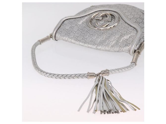 GUCCI GG Canvas Guccissima Britt Shoulder Bag Leather Silver 167732 Auth 210889V - Jerrillo - vista 7