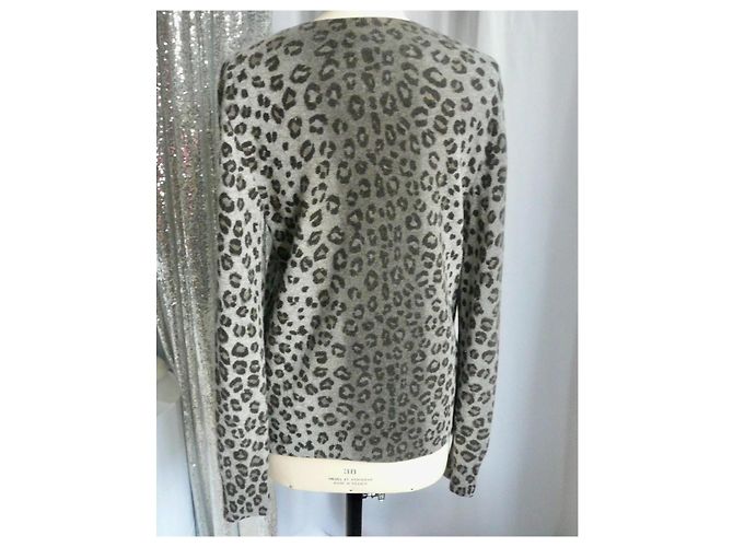 Eric Bompard Pull Cachemire Imprimé Léopard Gris Noir XL - vue 2