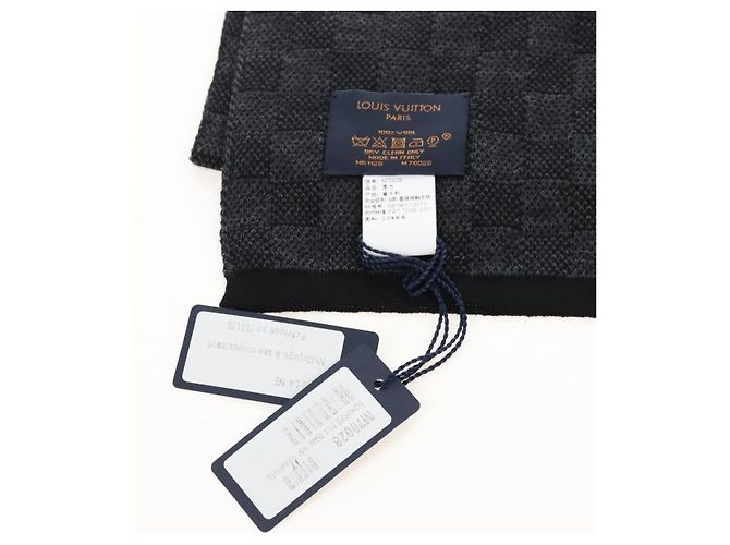 LOUIS VUITTON Eschar Petit Scarf Wool Black LV Auth 209349M - Jerrillo - vista 16