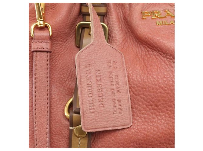 PRADA Hand Bag Vittero Dino Leather 2way Pink Gold Auth 207141A - Jerrillo - vista 18