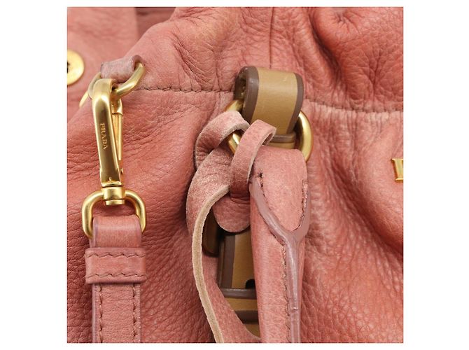 PRADA Hand Bag Vittero Dino Leather 2way Pink Gold Auth 207141A - Jerrillo - vista 19